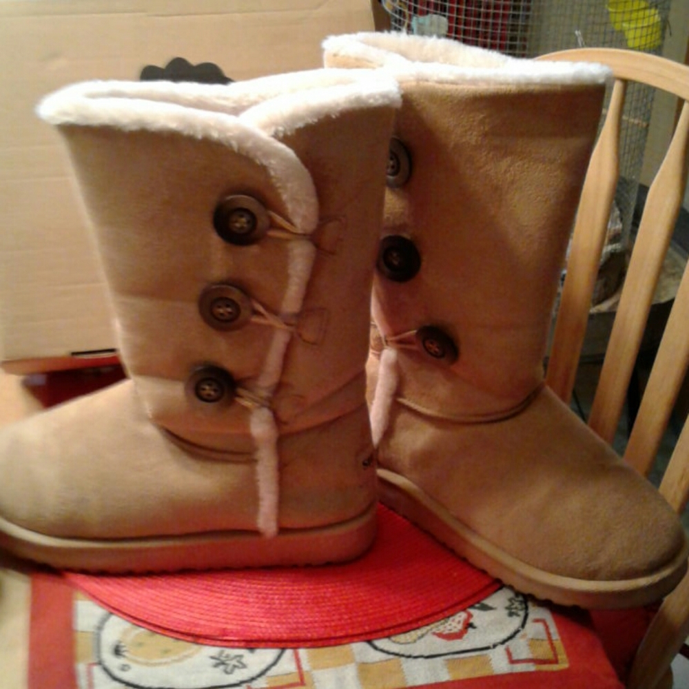 Like New 11.5" Faux Suede & Fur 3-button Cozy, Warm Winter Boots